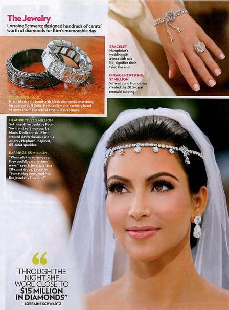 As alianças de jóias de Kim Kardashian no seu casamento