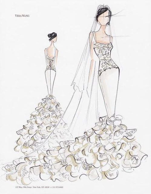 Croqui do vestido de noiva de Kim Kardashian