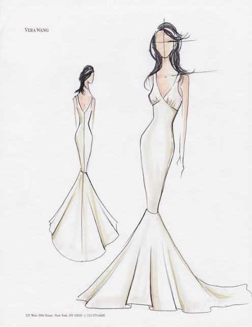 Croqui do vestido de noiva de Kim Kardashian